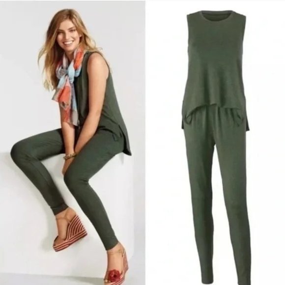 CAbi Pants - Cabi Simple Playsuit One Piece Jumpsuit Loden Green Sz M 5372 EUC